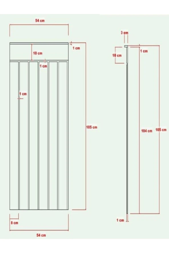 Petels Dekoratif. Duvar Çıtası. Ahşap Duvar Paneli. Boyanabilir. Ham. Mdf. 54x105 (1 ADET) - 7