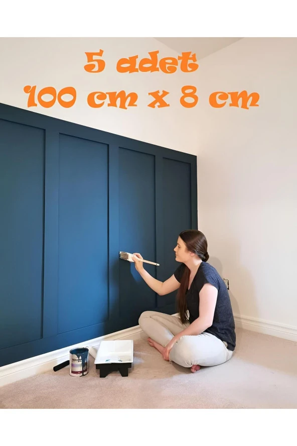 Petels Iskandinav Duvar Çıtası 5 Adet 100 Cm x 8 Cm Dekoratif Duvar Çıtası Boyanabilir Duvar Dekoru Efsane