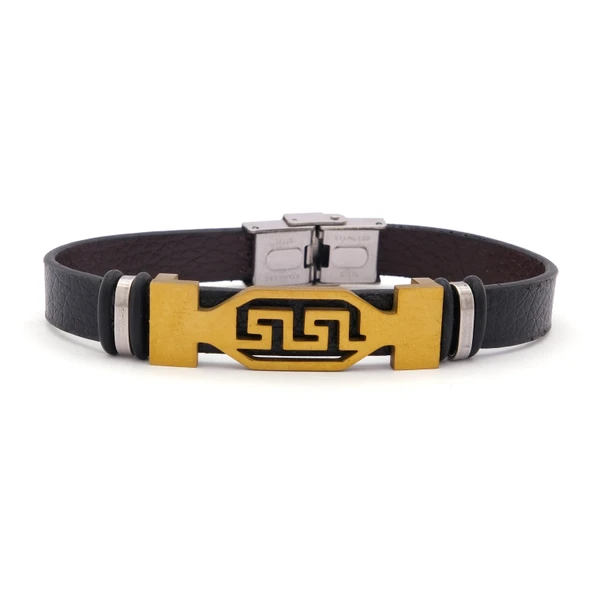 Altın Kaplama Çift Renkli Erkek Bileklik EBLK- 306 ürün görseli 1