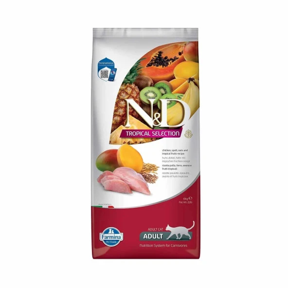 N&D Tropical Selection Tavuklu ve Tropikal Meyveli Yetişkin Kedi Maması 10kg