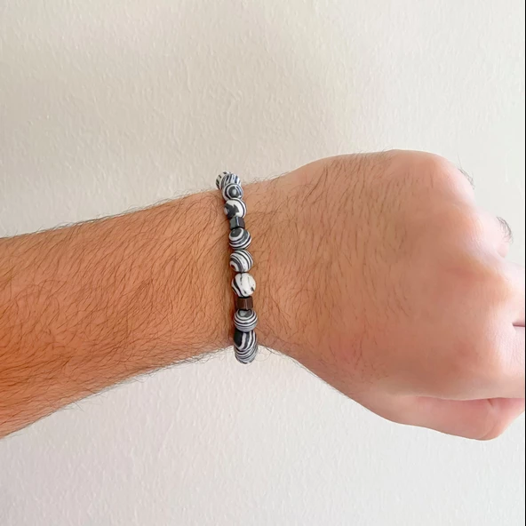 Damarlı Akik Doğal Taş Erkek Bileklik EBLK-316 - 2