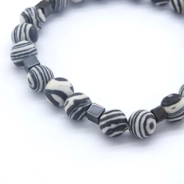 Damarlı Akik Doğal Taş Erkek Bileklik EBLK-316 - 5