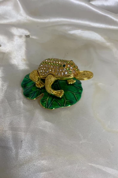 Feng Shui Ejderha Yılı Koruyucu Bereket Zenginlik Sembolü Para Lı Kurbağa Swaroski Taşlı - 5