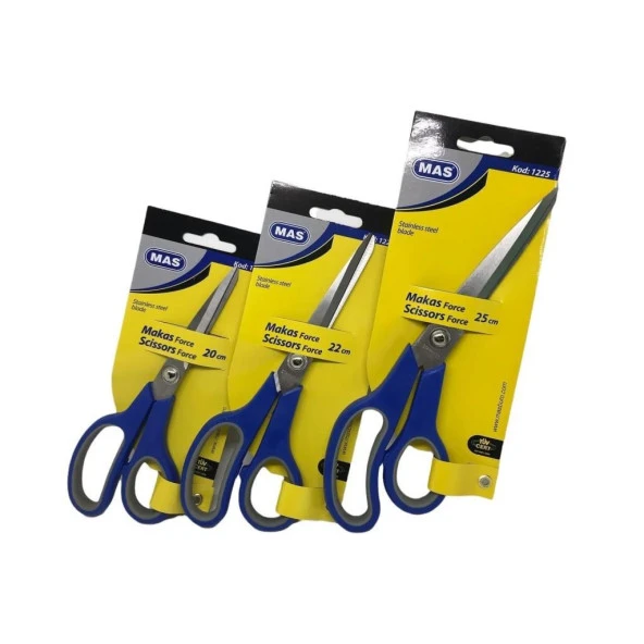 Mas Force Ofis Makas Seti 3'lü (25cm-22cm-20cm) + Maket Bıçağı Hediye ürün görseli 1