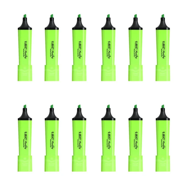 Bic Marking Flat Fosforlu Kalem Yeşil 12 Adet - 3