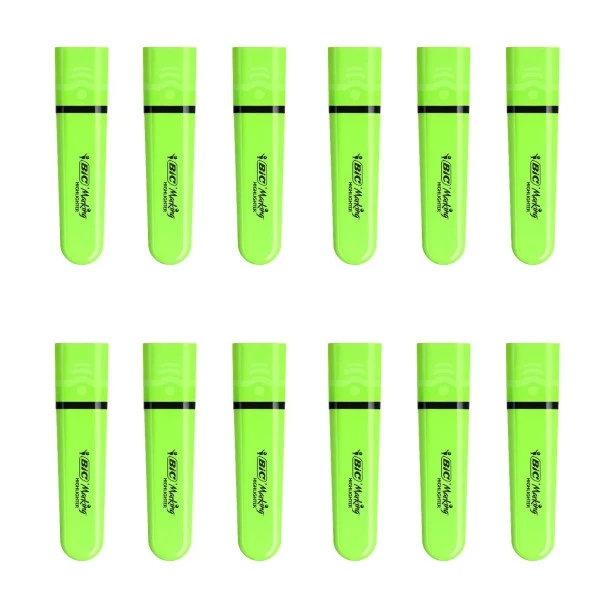 Bic Marking Flat Fosforlu Kalem Yeşil 12 Adet - 4
