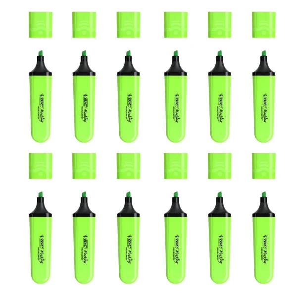 Bic Marking Flat Fosforlu Kalem Yeşil 12 Adet - 5