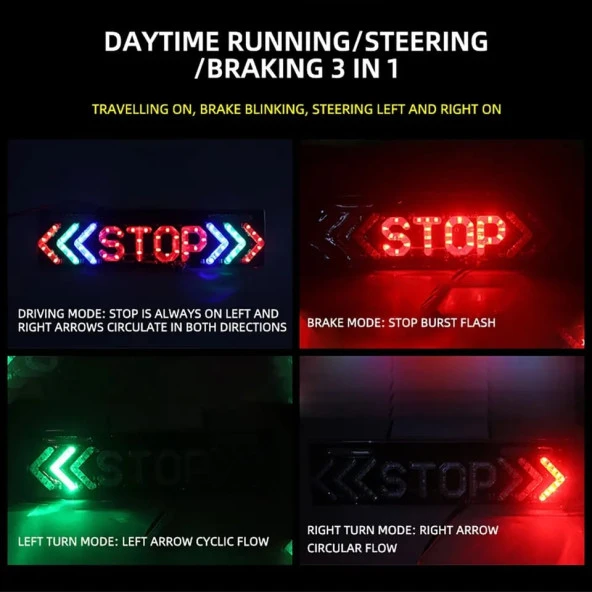 Motosiklet Led Stop Lamba Led Fren Lamba 3 Modlu Led Fren Sinyal Lambası Led Far - 5