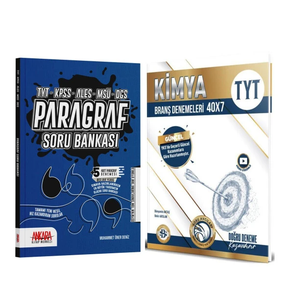 Bilgi Sarmal TYT Kimya Deneme ve Ankara Kitap Merkezi Paragraf Soru Bankası Seti 2 Kitap