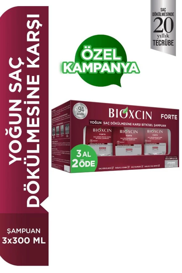 Bioxcin Forte Şampuan Tüm Saç Tipleri Için 3x300ml Yoğun Saç Dökülmesi Şampuanı