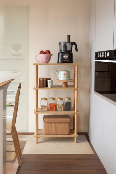 Concept 3 Raflı Organizer Kitaplık Banyo Mutfak Dolabı Balkon Ofis Düzenleyici Ahşap Nature - 2