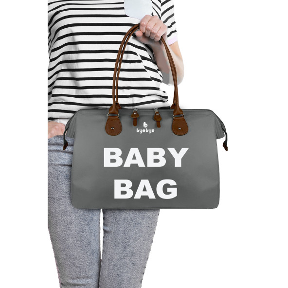 Byebye Baby Bag Anne Bebek Bakım Omuz Çantası ( Gri )