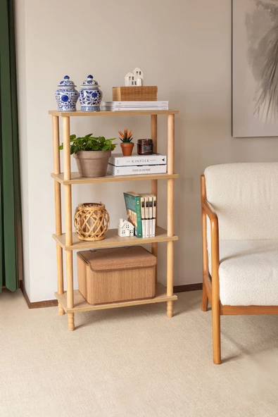 Concept 3 Raflı Organizer Kitaplık Banyo Mutfak Dolabı Balkon Ofis Düzenleyici Ahşap Nature