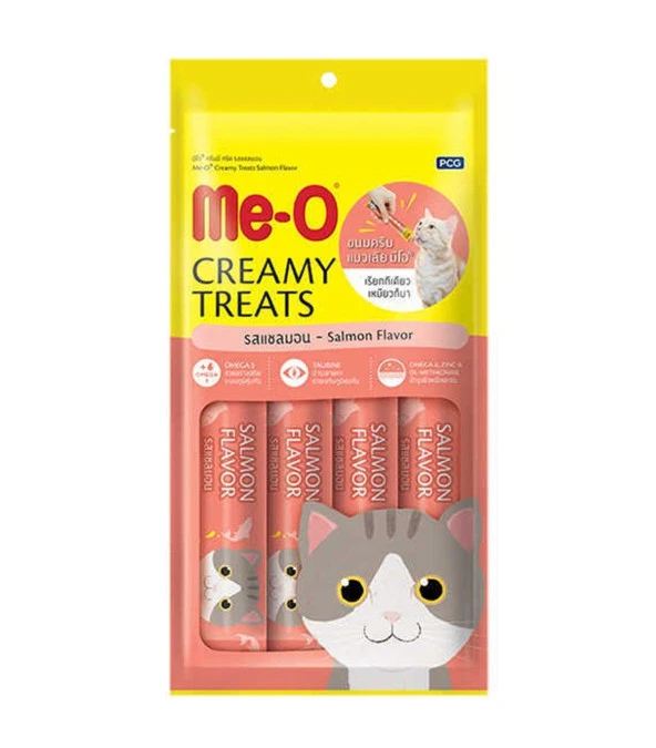 Me-O Creamy Treats Somonlu Sıvı Kedi Ödülü 4 x 15 Gr