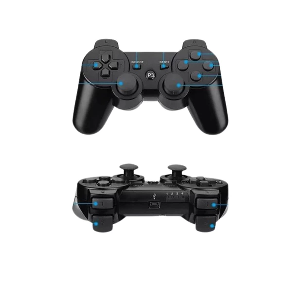 Cosmostech P3 Doubleshock PS3 Playstation 3 için Uyumlu Kablosuz Titreşimli Oyun Kolu Gamepad Joystick Controller Siyah - Resim 2