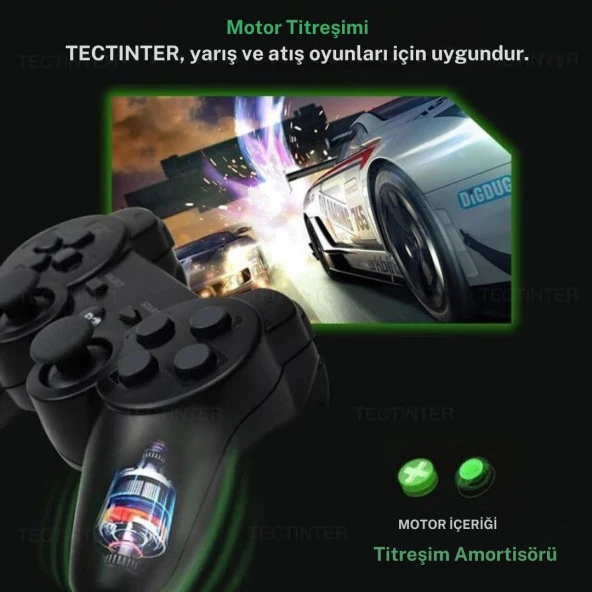 Cosmostech P3 Doubleshock PS3 Playstation 3 için Uyumlu Kablosuz Titreşimli Oyun Kolu Gamepad Joystick Controller Siyah - Resim 4
