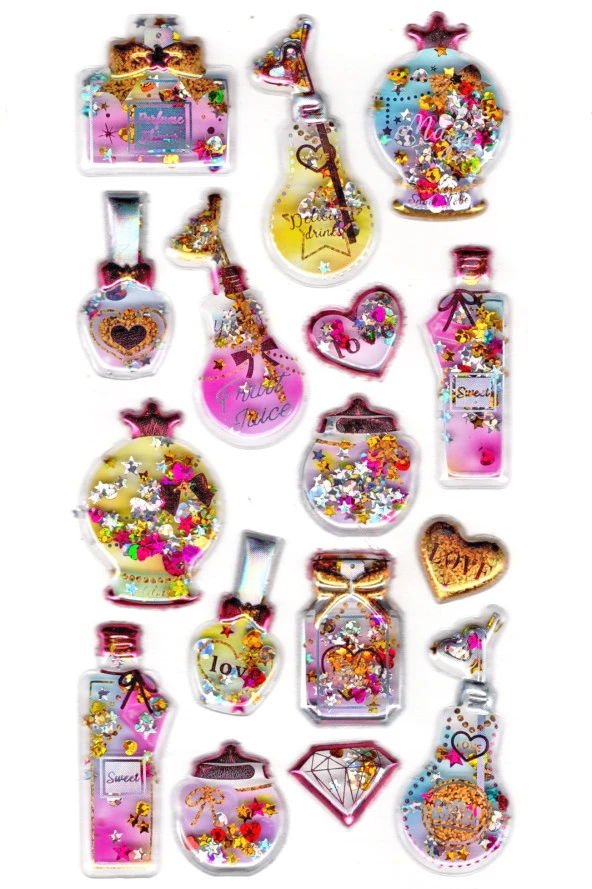 Sticker Kabartmalı Sticker Defter, Planlayıcı Etiket (pullu-813) - 17x9 cm - Parfüm Oje - 2