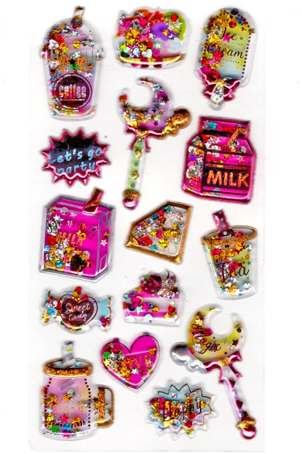 Sticker Kabartmalı Sticker Defter, Planlayıcı Etiket (pullu-817) - 17X9 cm - içecek parti