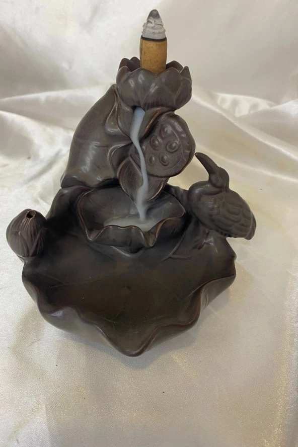 Feng Shui Buda Yenilik İlerleme Lotus Çiçek Geri Akış Tütsülük Ters Akış Şelale Kaliteli Seramik Kahve - Resim 5