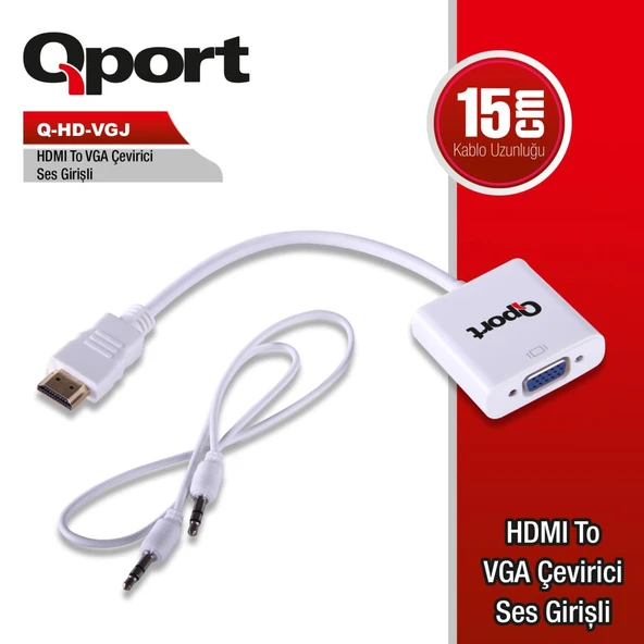 Q-PORT HDMI--- VGA+SES ÇEVİRİCİ ürün görseli 1