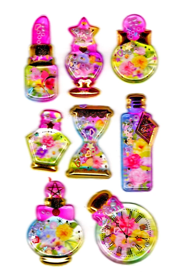 Sticker Kabartmalı Stiker Defter, Planlayıcı Etiket (sulu-905) - 14X8 cm - Sulu Ruj Kum Saati - 2