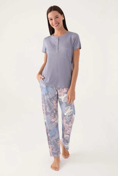 Pierre Cardin 8801 Leaf Kadın Kısa Kol Pijama Takımı