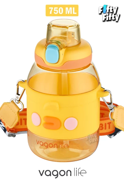 Vagonlife Pipetli 750 ML Boyun Askılı Kaydırmaz Gövde Çocuk Su Matarası-FFVGN2029-750ML - 5