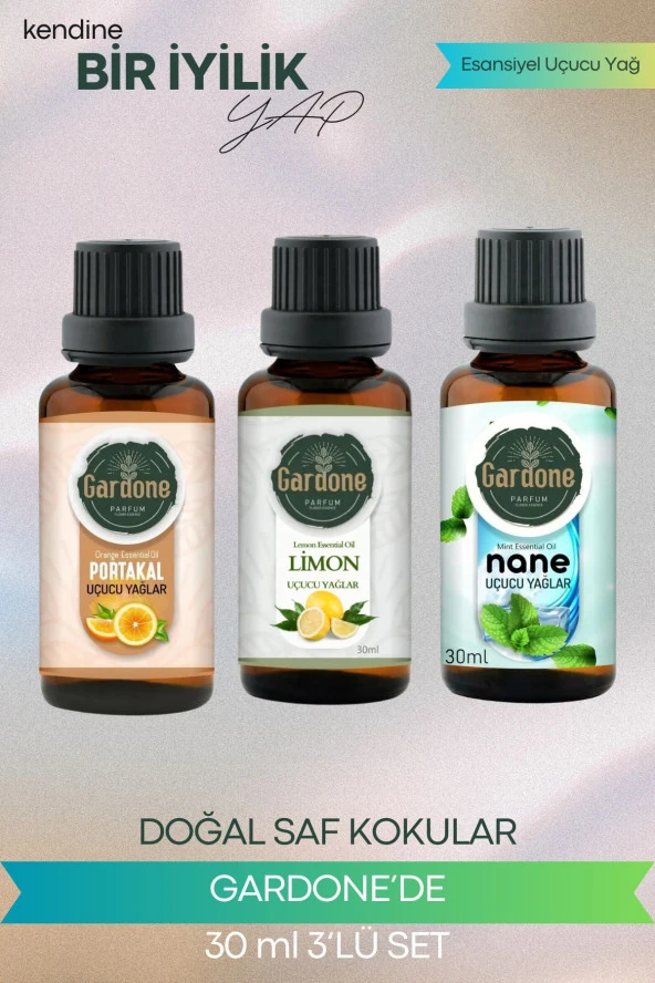 Portakal + Limon + Nane (Oda Kokusu Aroma Terapi Buhurdanlık/Difüzör Yağı) 3 Adet x 30 ml