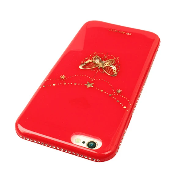 Shengo Apple iPhone 6S/6 Kılıf Kenarları Taşlı Silikon - 4
