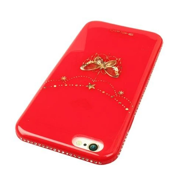 Shengo Apple iPhone 6S/6 Kılıf Kenarları Taşlı Silikon - 5