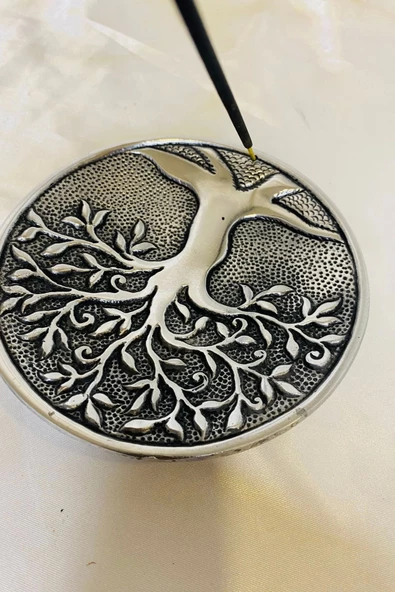 Çubuk Tütsülük İşlemeli Çelik Gümüş Hayat Ağacı Yaşam Ağacı - Resim 4