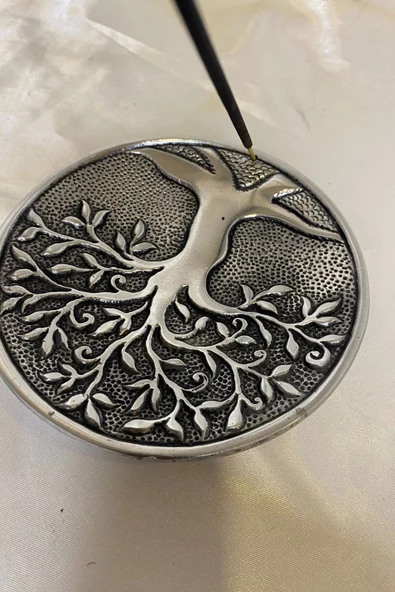 Çubuk Tütsülük İşlemeli Çelik Gümüş Hayat Ağacı Yaşam Ağacı - Resim 2