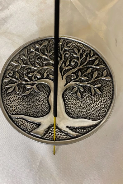 Çubuk Tütsülük İşlemeli Çelik Gümüş Hayat Ağacı Yaşam Ağacı - Resim 3