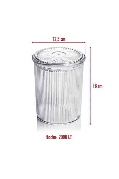 6'lı Barok Yuvarlak Büyük Kavanoz Seti & Saklama Kabı & Erzak Kabı (6*2000 ML) - 5