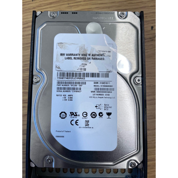 IBM Seagate 2TB 7.2K 3.5"  64MB ST2000NM0001 9YZ268 Hard Drive SAS YENİLENMİŞ ÜRÜN