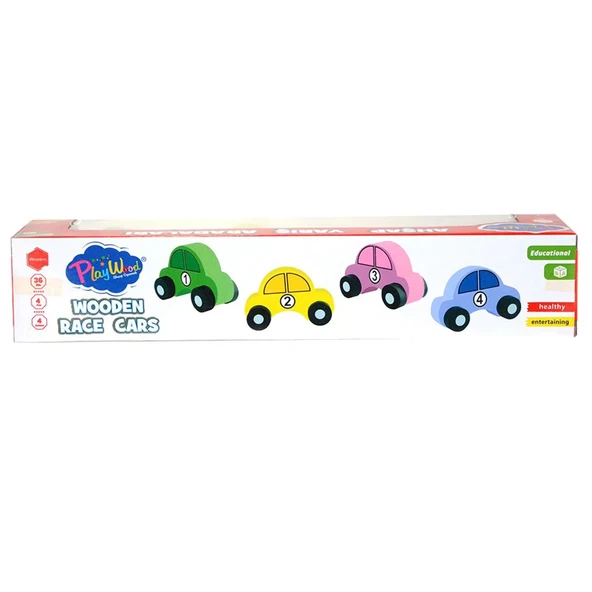 Playwood Ahşap Yarış Arabası 4'lü Paket - 2