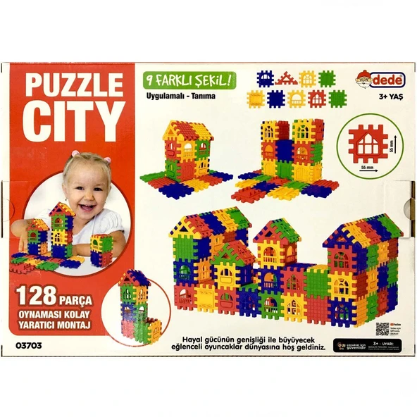 Puzzle City 3D Yapı ve Tasarım Blokları 128 Parça - 6