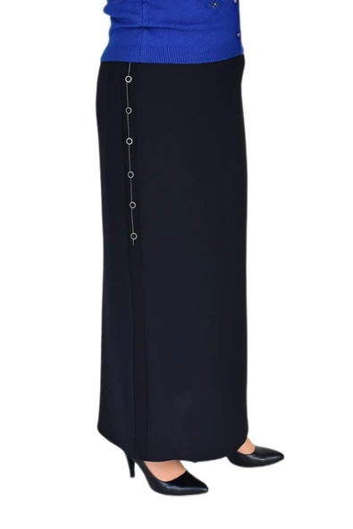 Kadın Uzun Etek Kapalı Yırtmaç Düğme Zincir Detaylı 220 BGL-ST03784 - Resim 10