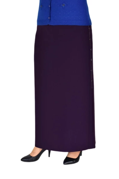 Kadın Uzun Etek Kapalı Yırtmaç Düğme Zincir Detaylı 220 BGL-ST03784 - Resim 2