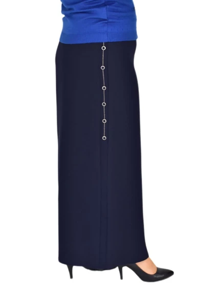 Kadın Uzun Etek Kapalı Yırtmaç Düğme Zincir Detaylı 220 BGL-ST03784 - Resim 11