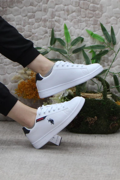 U.S. Polo Assn. Costa Wmn Beyaz Lacivert Orijinal Ürün Sneaker Kadın Ayakkabı - Resim 5