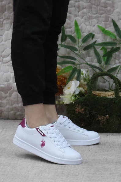 U.S. Polo Assn. Costa Wmn Beyaz Bordo Orijinal Ürün Sneaker Kadın Ayakkabı
