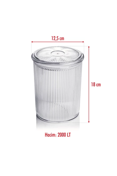 9'lu Barok Yuvarlak Büyük Kavanoz Seti & Saklama Kabı & Erzak Kabı (9*2000 ML) - 5