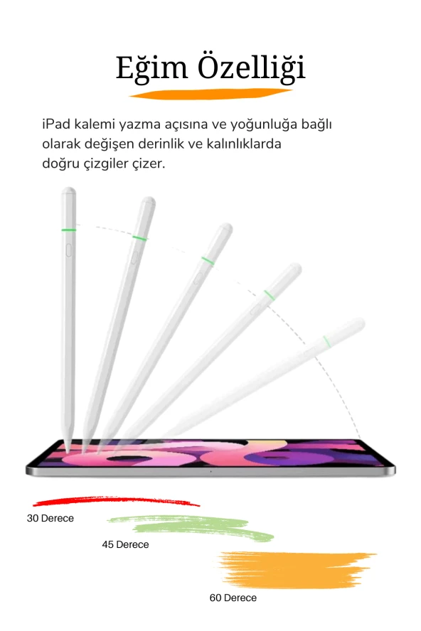 iPad 11 inç Air 6.Nesil 2024 Uyumlu USB-C Avuçiçi Red Eğim Özellikli Bluetooth Bağlantılı Stylus Pen - 4