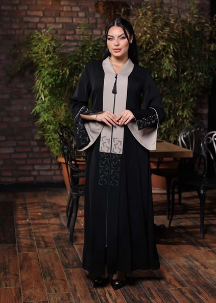 FARSAN KUMAŞLI ELMAS TAŞLI ABAYA FERACE 693