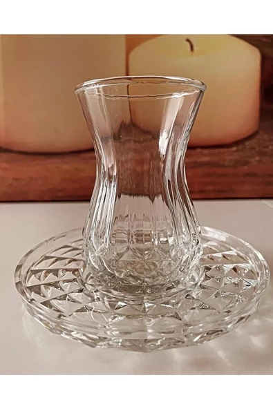 Alin Adela 6'lı Cam Çay Tabağı Çay Tabak Altlığı TOPTANBULURUM -RYG8030