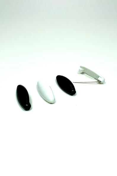 4 Adet Plastik Çengelli Eşarp Ve Şal İğnesi Siyah Beyaz 4 cm - 2