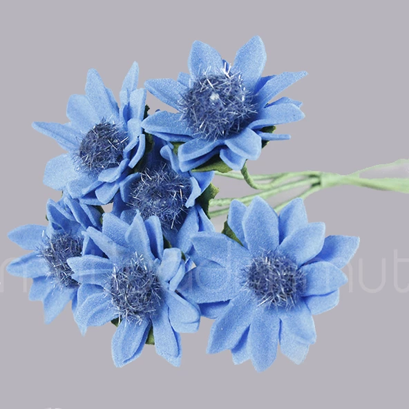 72 Adet Çiçek (12 Demet) Ortası Tüylü Çiçek - 5