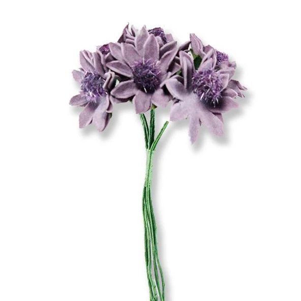 72 Adet Çiçek (12 Demet) Ortası Tüylü Çiçek - 7