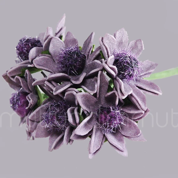 72 Adet Çiçek (12 Demet) Ortası Tüylü Çiçek - 3